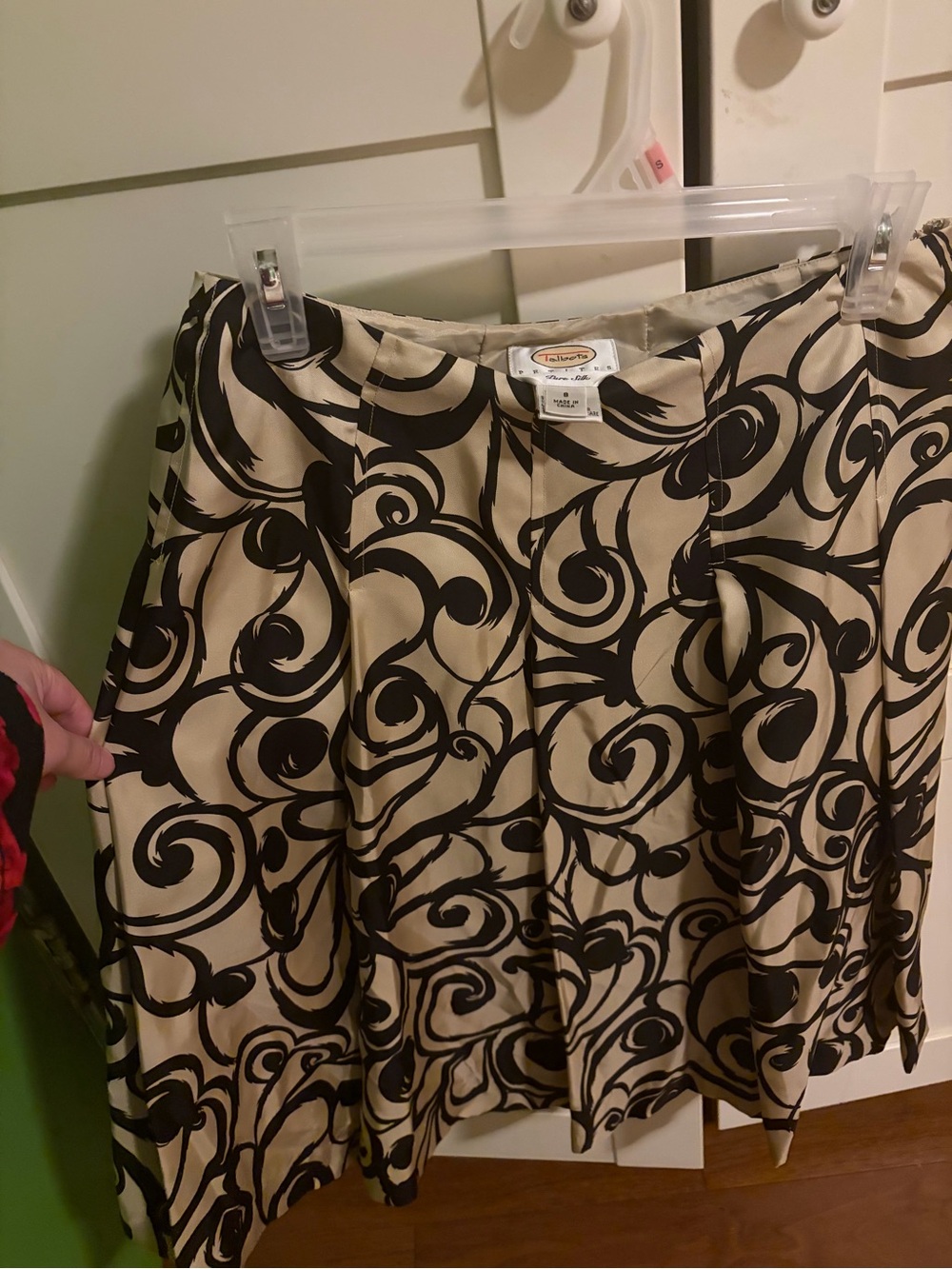 Talbots Beige Skirt with Black Swirl A-Line